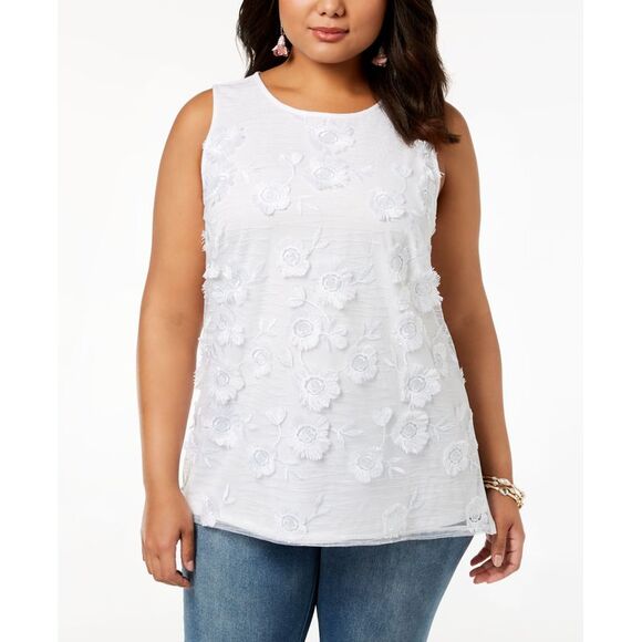 INC International Concepts Tops - Plus Size Floral Embellished Top